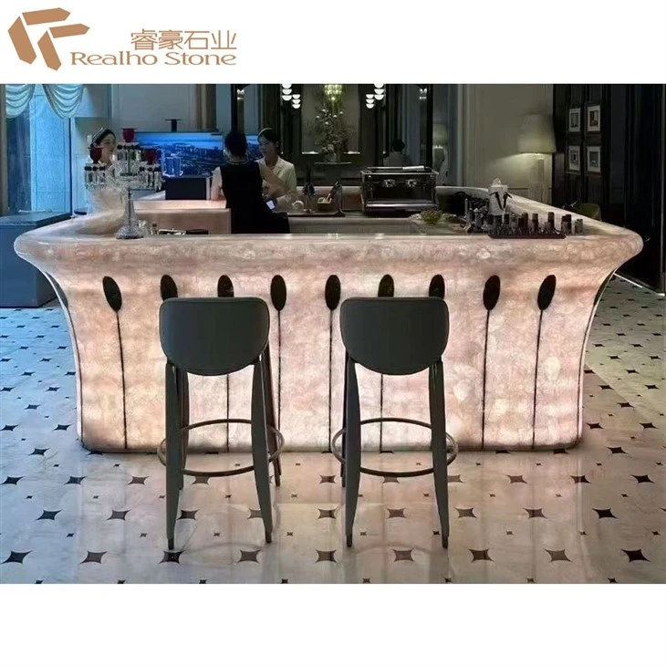 Pink Crystal Natural Stone Countertop Bar Top factory