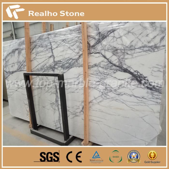 Nature Polished Turkish White Striped Milas Lilac Marble Slab