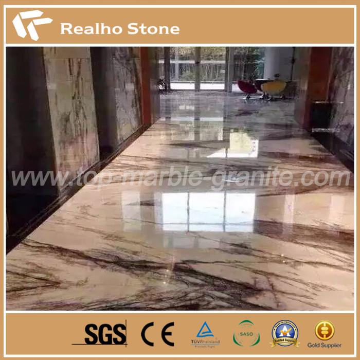 Nature Polished Turkish White Striped Milas Lilac Marble Slab