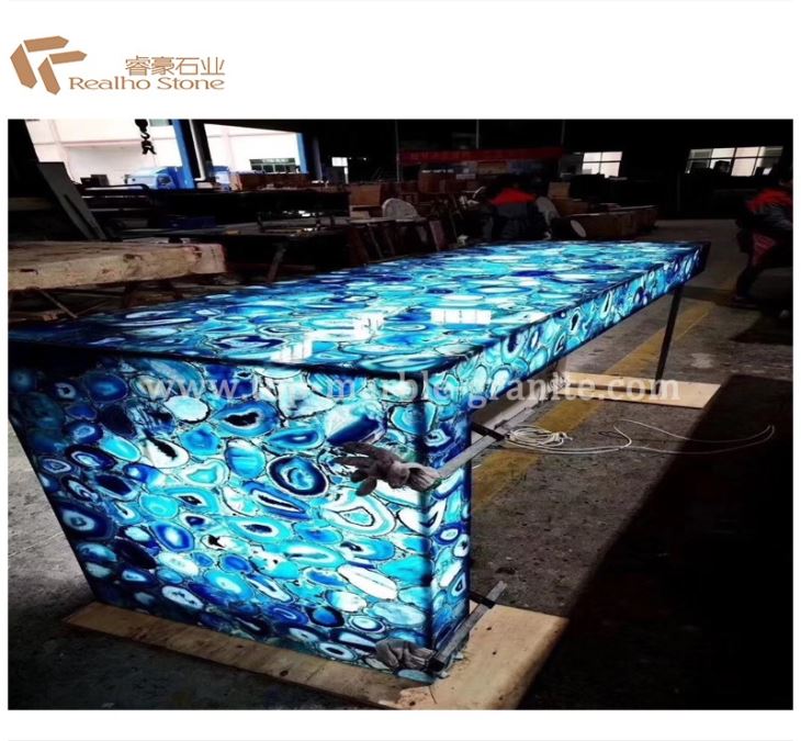 Colorful Beautiful Gemstone Agate Slab Bartop