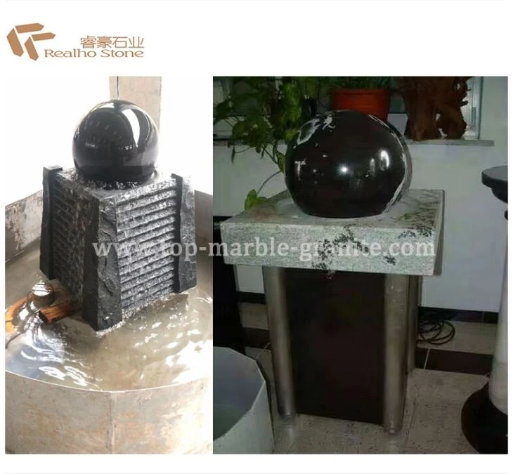 Indoor Black Marble Rolling Fountain Ball